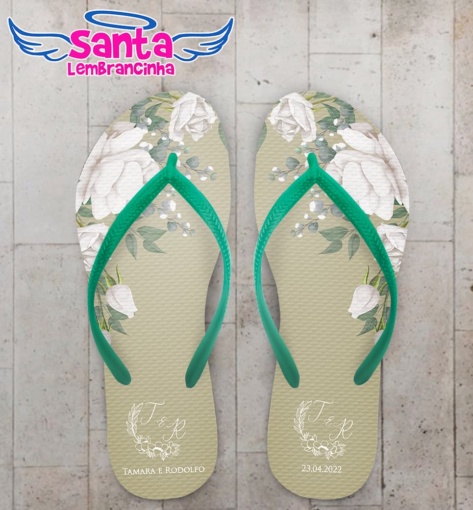 Chinelo Casamento Floral Personalizado COD 10779
