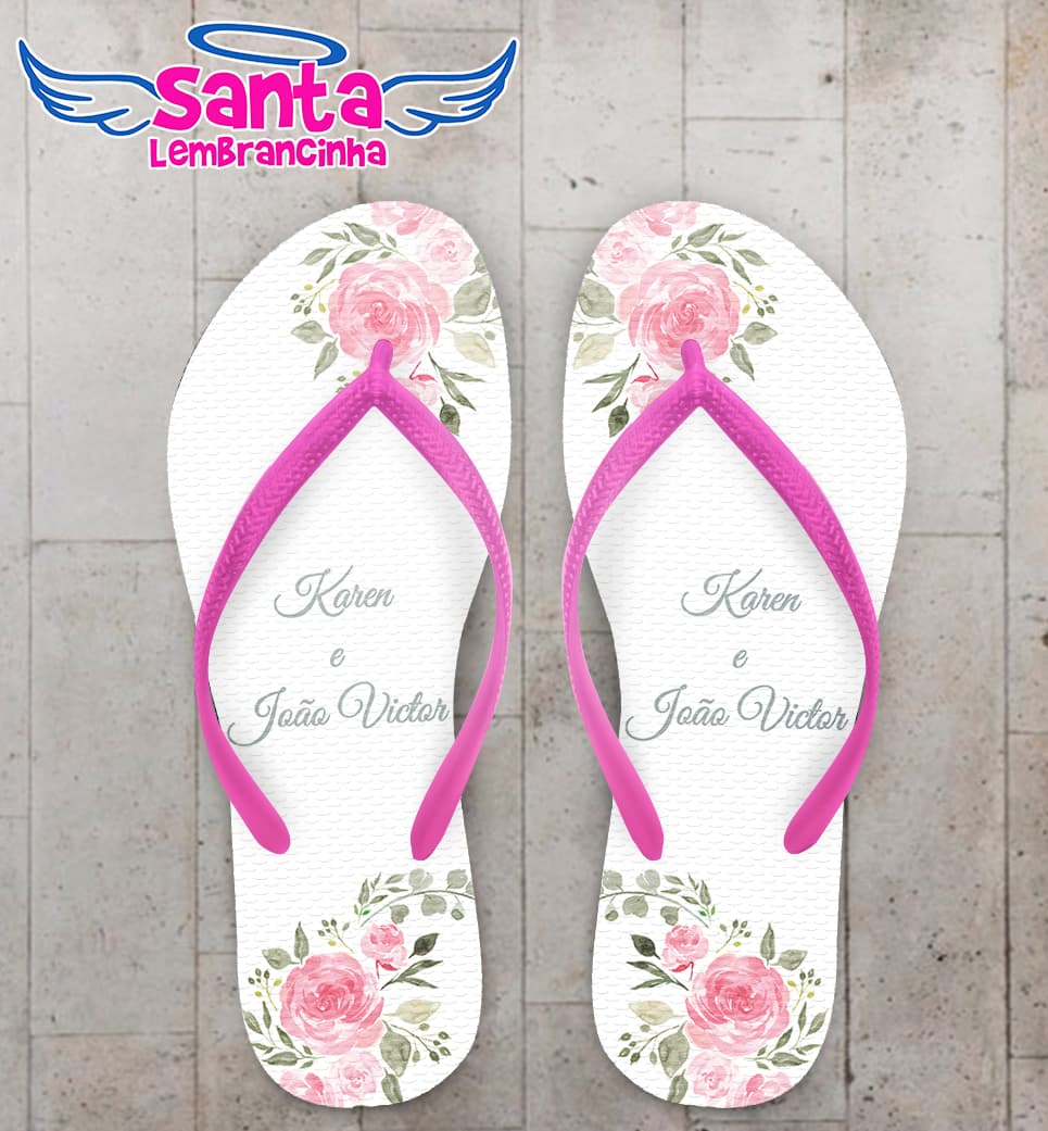 Chinelo Casamento Floral Personalizado COD 10740