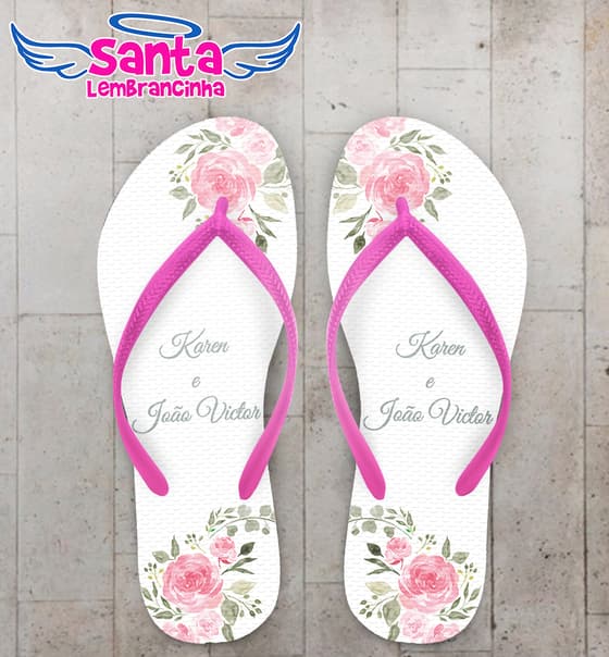 Chinelo Casamento Floral Personalizado COD 10740