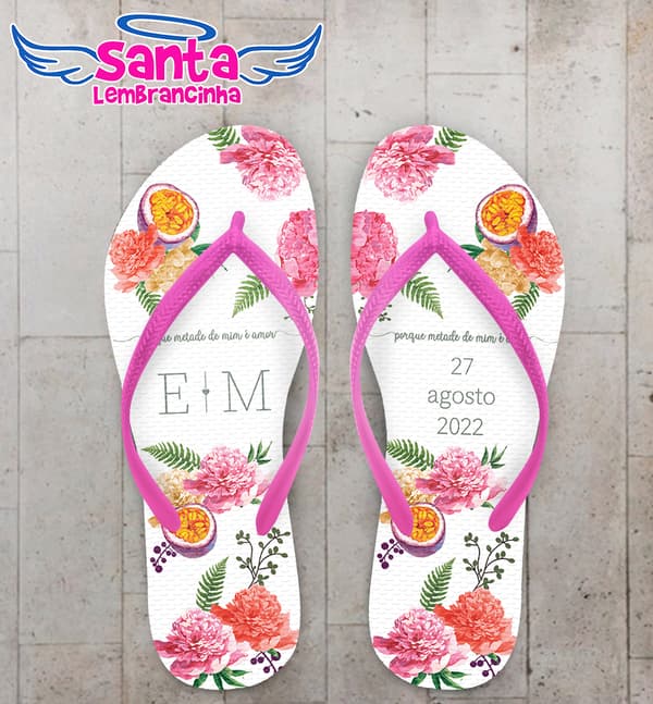 Chinelo Casamento Floral Personalizado COD 10749