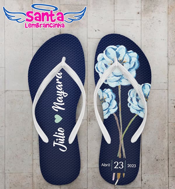Chinelo Casamento Flores Personalizado COD 10714