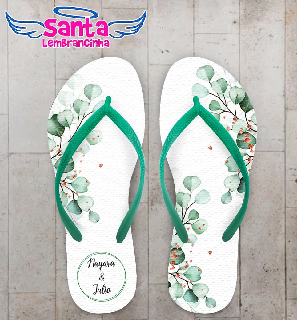 Chinelo Casamento Folhagem Personalizado COD 10760