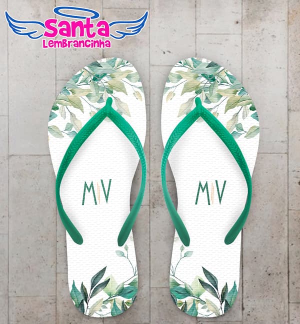 Chinelo Casamento Folhagem Personalizado COD 10801