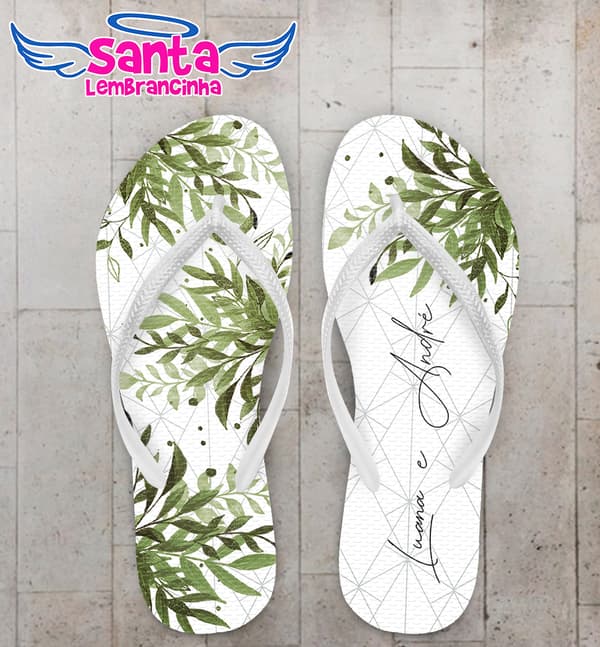 Chinelo Casamento Folhagem Personalizado COD 10718