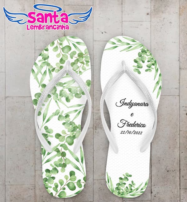 Chinelo Casamento Folhagem Personalizado COD 10732