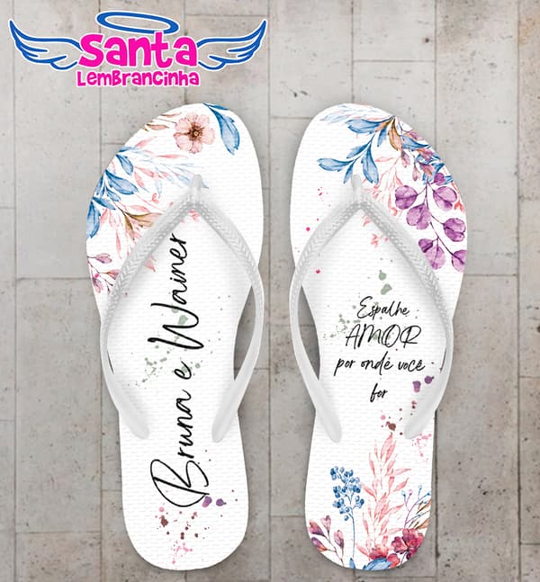 Chinelo Casamento Folhagem Personalizado COD 10734