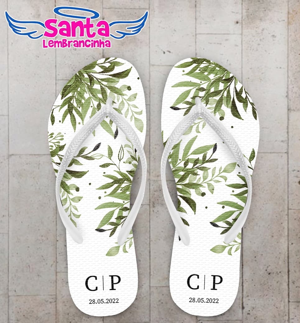 Chinelo Casamento Folhagem Personalizado COD 10737