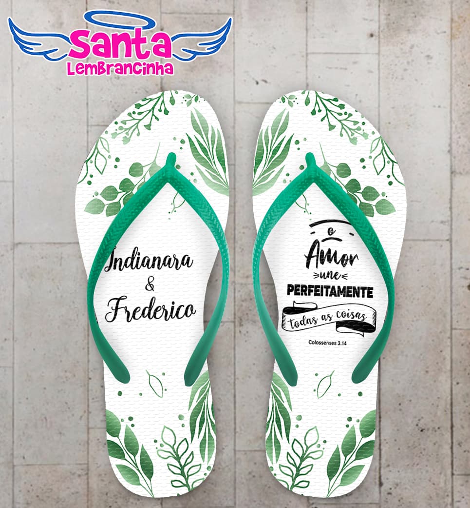 Chinelo Casamento Folhas Personalizado COD 10750