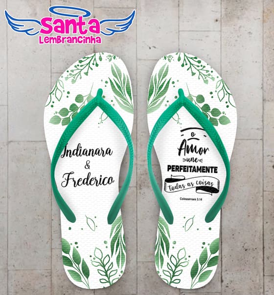 Chinelo Casamento Folhas Personalizado COD 10750