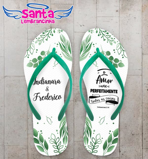 Chinelo Casamento Folhas Personalizado COD 10750