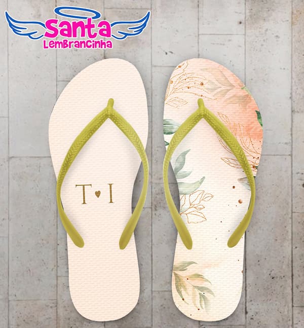 Chinelo Casamento Folhas Personalizado COD 10764