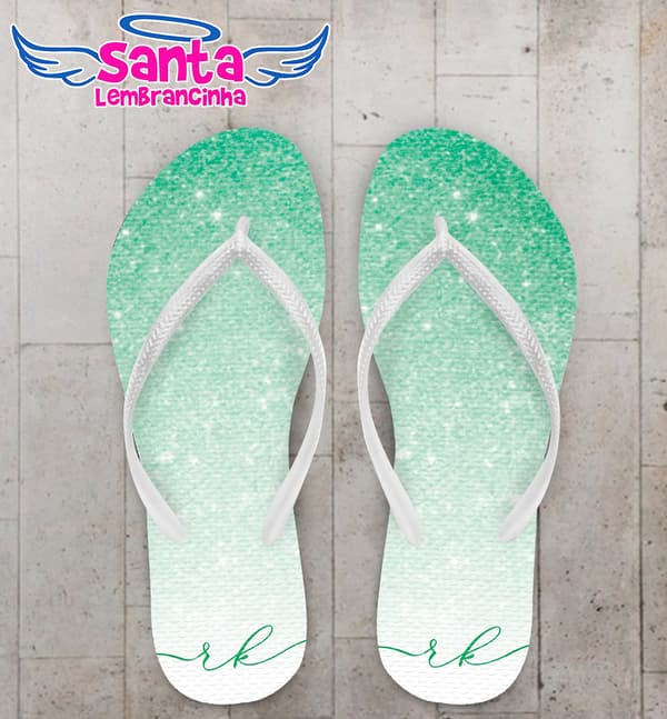 Chinelo Casamento Glitter Verde Personalizado COD 10725