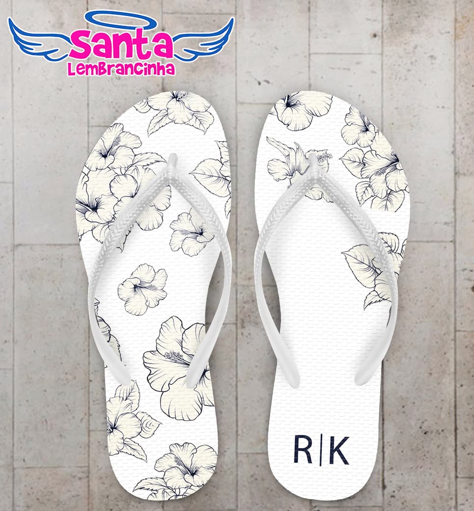 Chinelo Casamento Hibisco Personalizado COD 10721