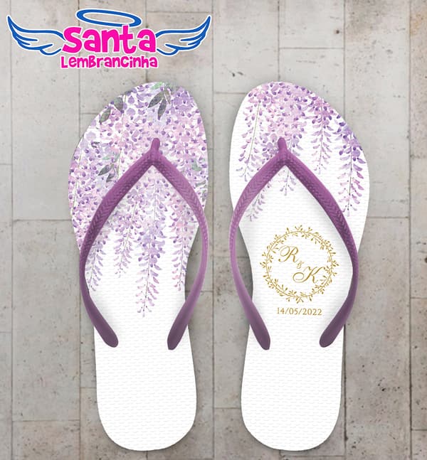 Chinelo Casamento Lavanda Personalizado COD 10716