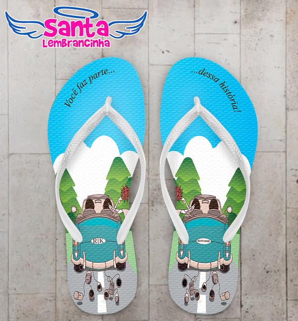 Chinelo Casamento Noivinhos Carro Personalizado COD 10758