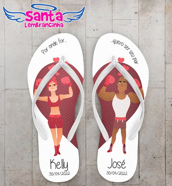 Chinelo Casamento Noivinhos Lutadores Personalizado COD 10762