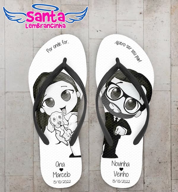 Chinelo Casamento Noivinhos e Cachorro Personalizado COD 10753