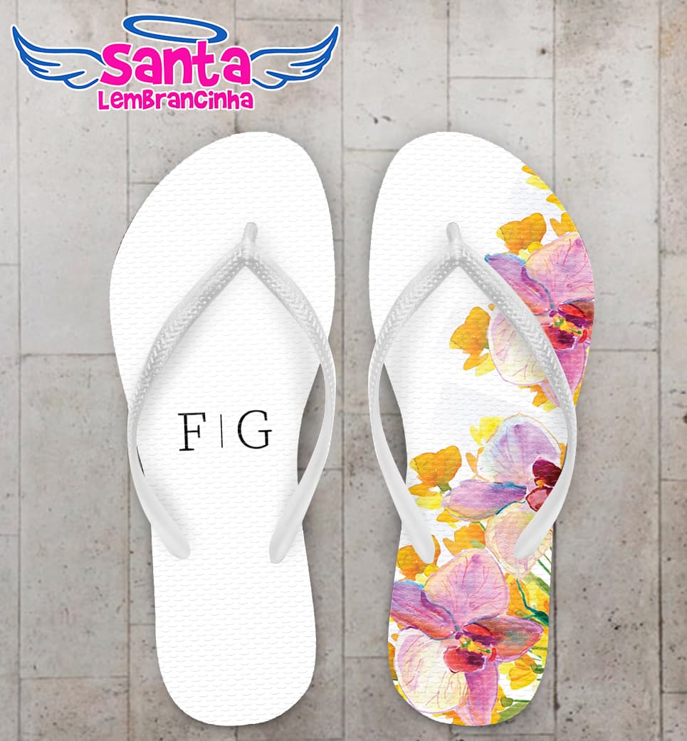 Chinelo Casamento Orquídeas Personalizado COD 10738