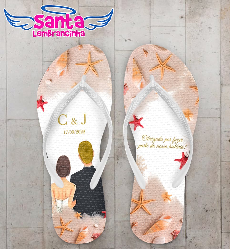 Chinelo Casamento Praia Noivinhos Personalizado COD 10788