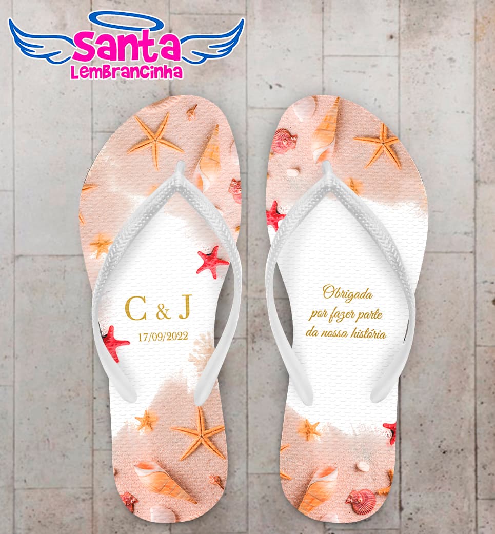 Chinelo Casamento Praia Personalizado COD 10781