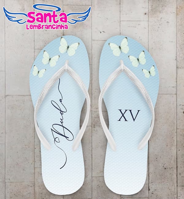 Chinelo Debutante Borboletas Personalizado COD 10813