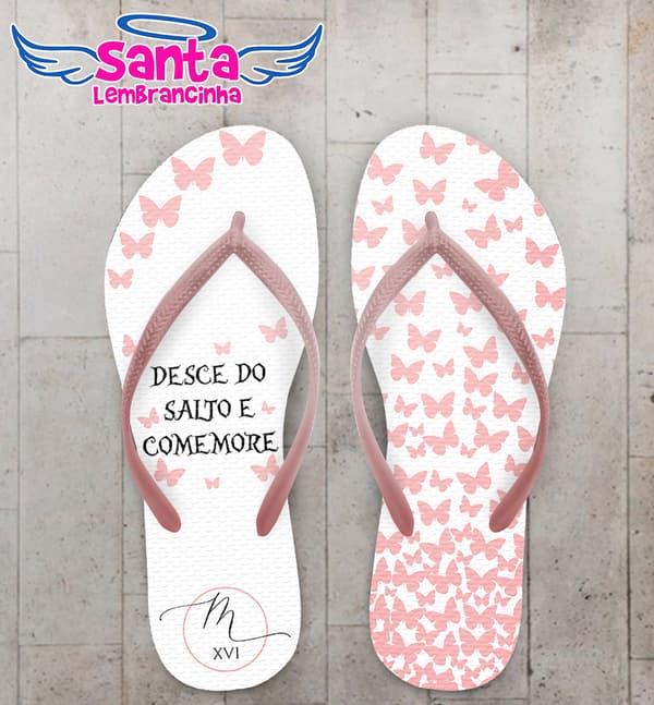 Chinelo Debutante Borboletas Personalizado COD 10815