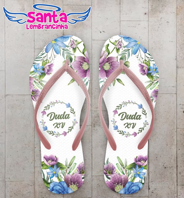 Chinelo Debutante Floral Personalizado COD 10807