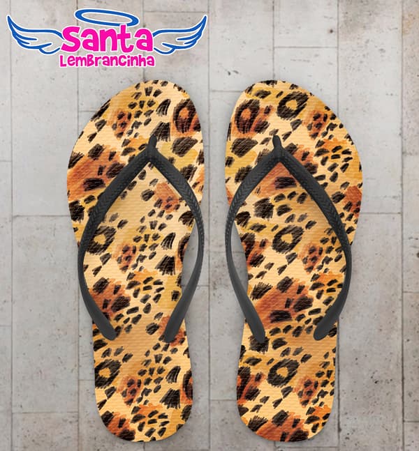 Chinelo Estampa Onça Personalizado COD 10828