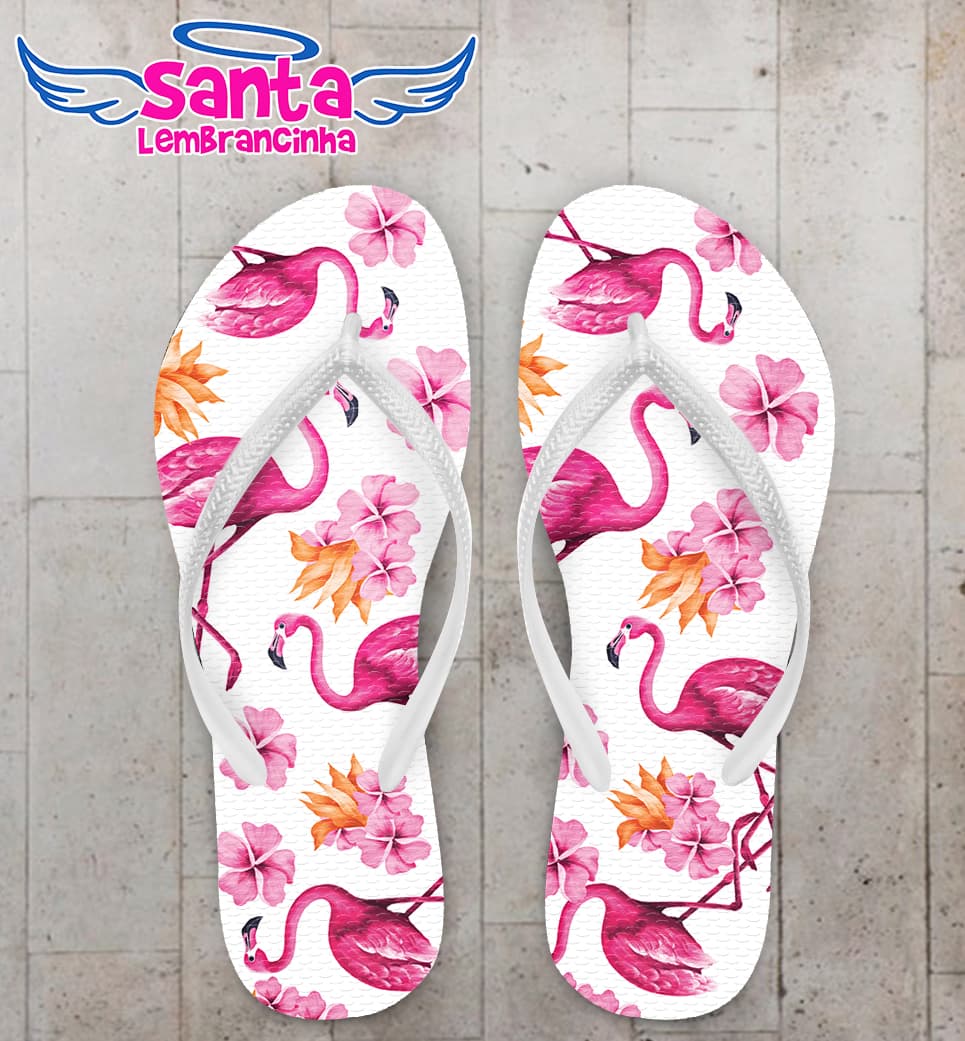 Chinelo Flamingo e Hibisco Personalizado COD 10836