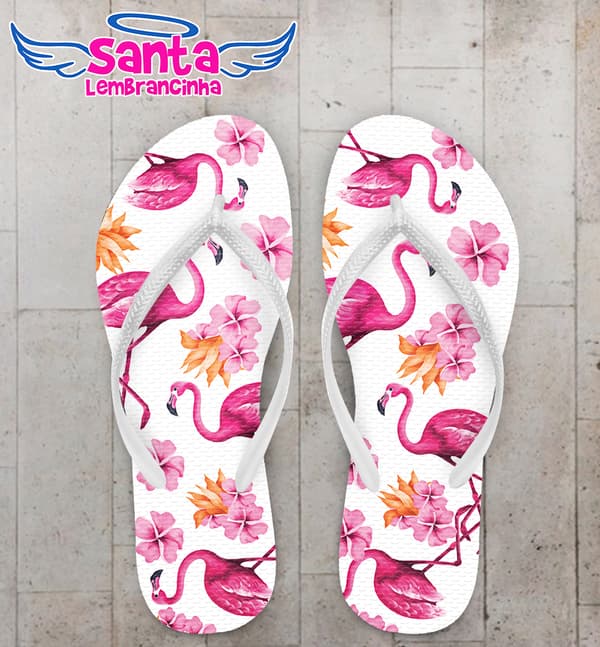 Chinelo Flamingo e Hibisco Personalizado COD 10836