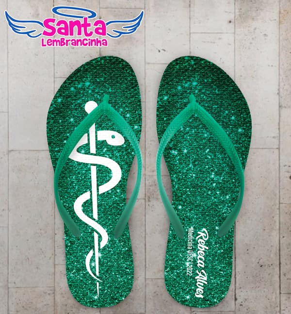 Chinelo Formatura Glitter Medicina Personalizado COD 10866