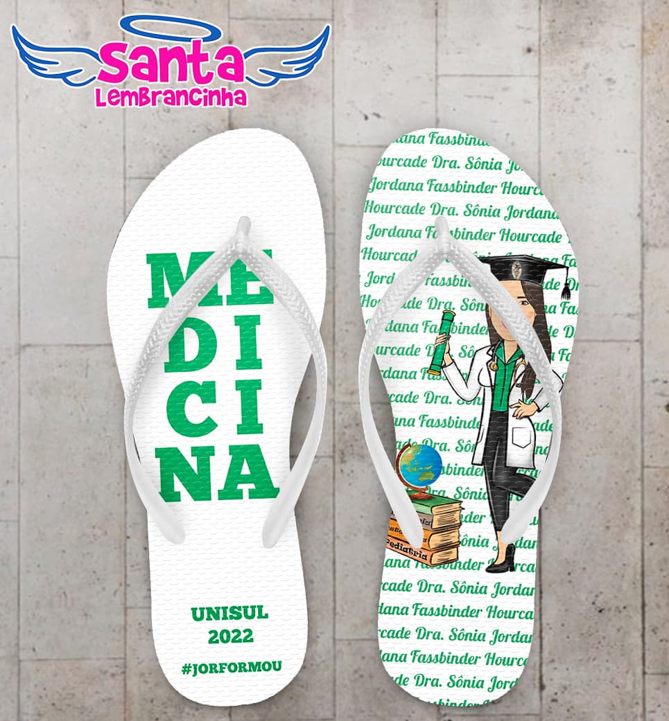 Chinelo Formatura Medicina Caricatura Personalizado COD 10869