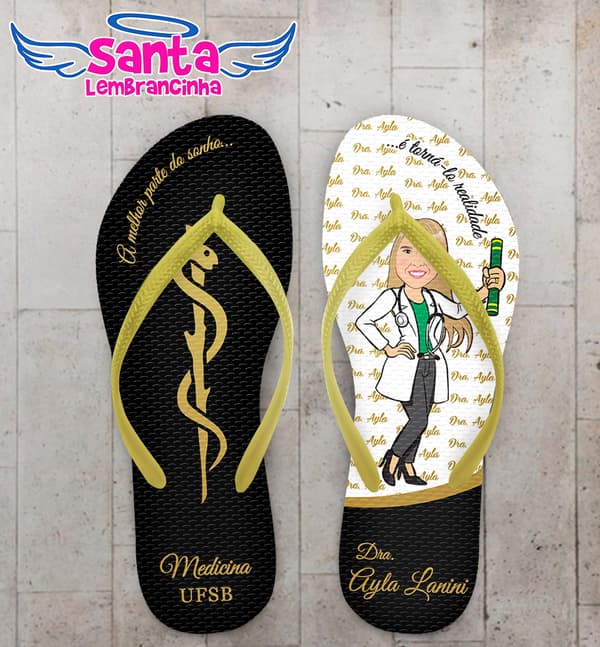 Chinelo Formatura Medicina Caricatura Personalizado COD 10862