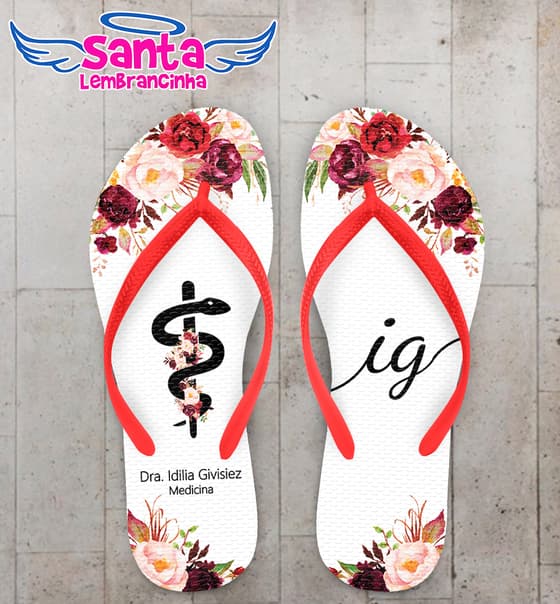 Chinelo Formatura Medicina Floral Personalizado COD 10873