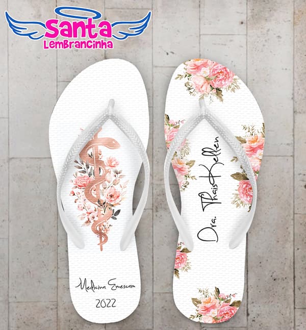 Chinelo Formatura Medicina Floral Personalizado COD 10861