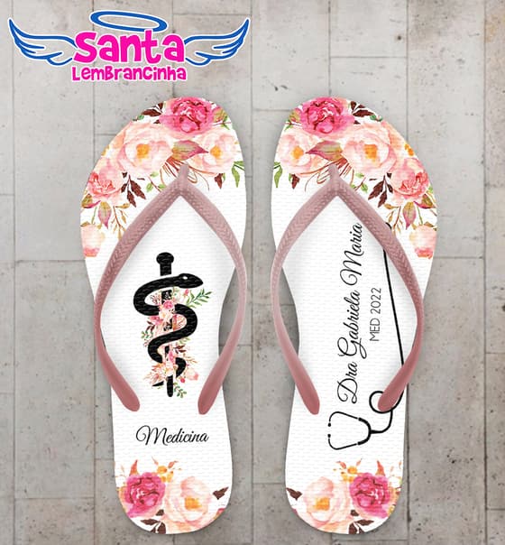 Chinelo Formatura Medicina Floral Personalizado COD 10874