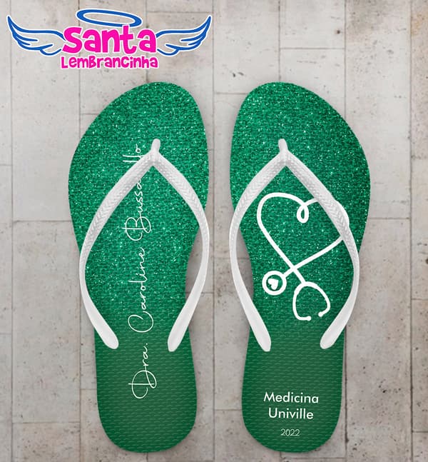 Chinelo Formatura Medicina Glitter Personalizado COD 10870