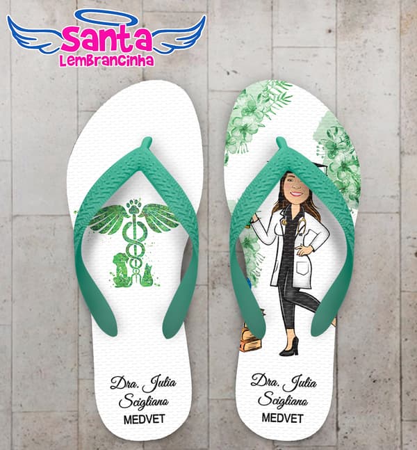 Chinelo Formatura Veterinária Caricatura Personalizado COD 10891