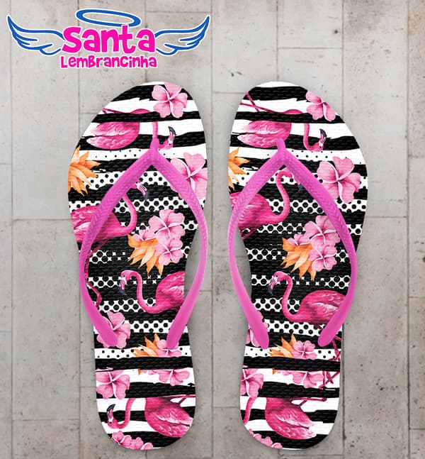 Chinelo Hibisco e Flamingo Personalizado COD 10834