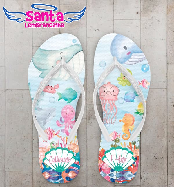 Chinelo Infantil Fundo do Mar Personalizado COD 10917