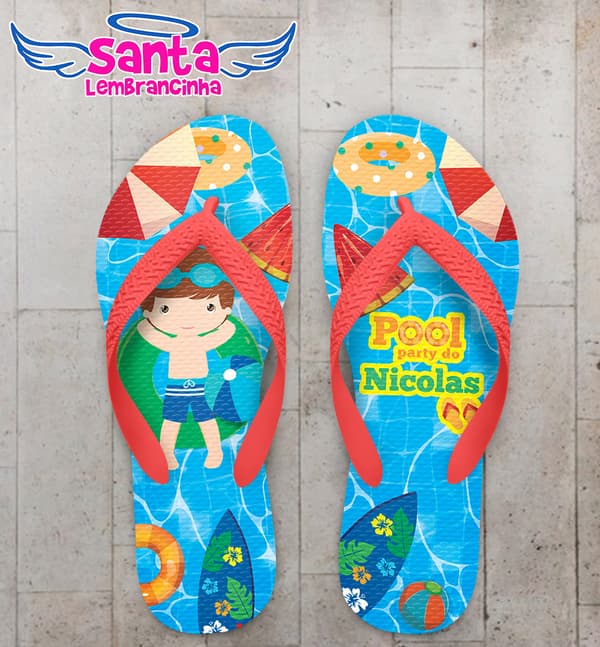 Chinelo Infantil Pool Party Personalizado COD 10944