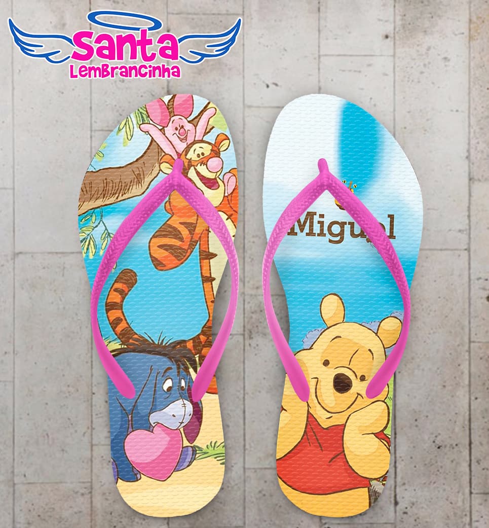 Chinelo Infantil Ursinho Pooh Personalizado COD 10967