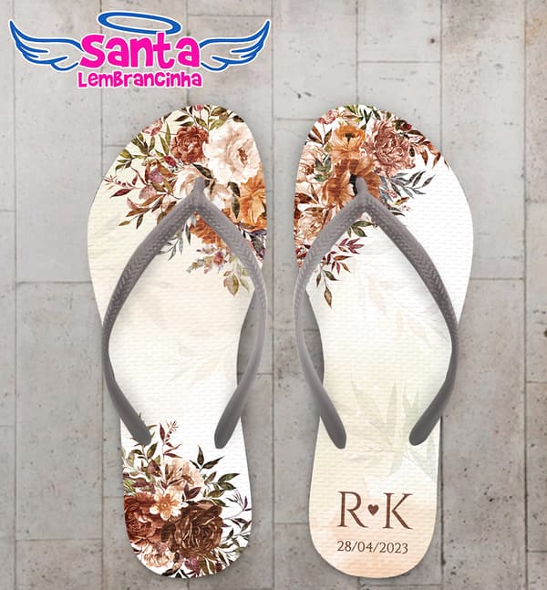 chinelo Casamento Floral Personalizado COD 10710