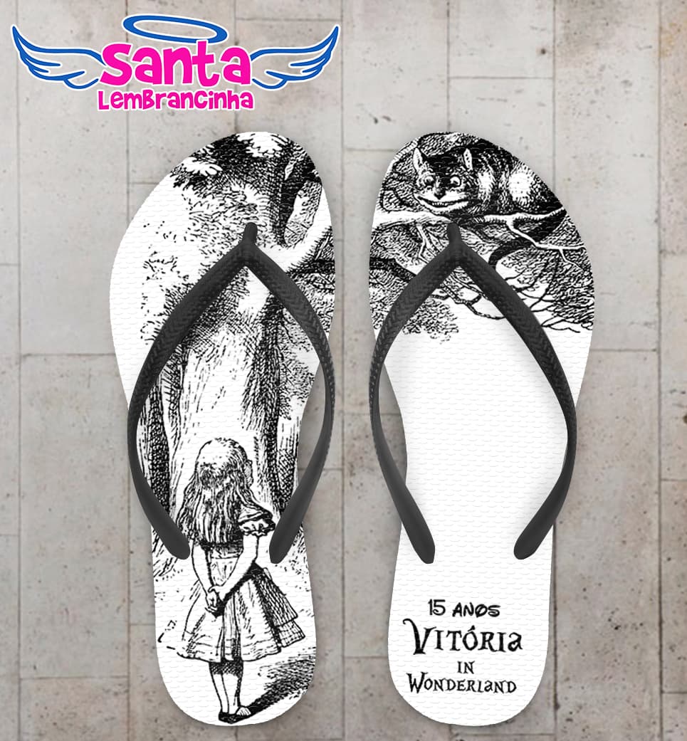 Chinelo 15 Anos Alice no País das Maravilhas Personalizado COD 10810