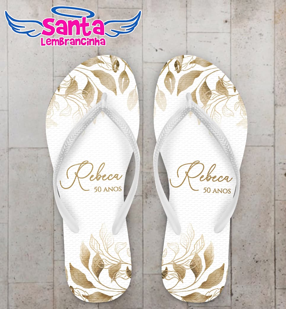 Chinelo Aniversário Folhas Personalizado COD 12312