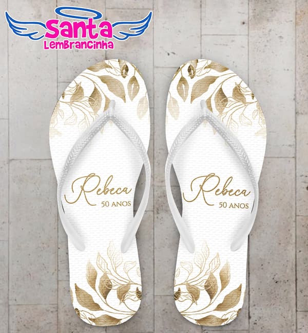 Chinelo Aniversário Folhas Personalizado COD 12312