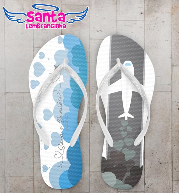 Chinelo Casamento Avião Personalizado COD 12348