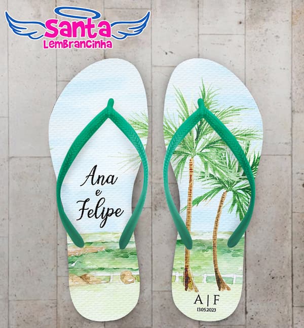 Chinelo Casamento Coqueiro Personalizado COD 12321