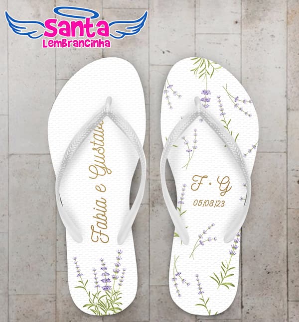 Chinelo Casamento Floral Lavanda Personalizado COD 12354