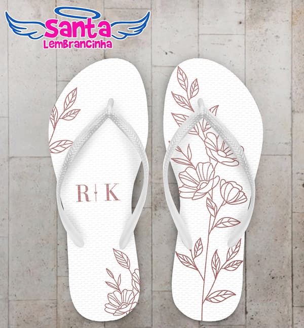 Chinelo Casamento Floral Personalizado COD 12316